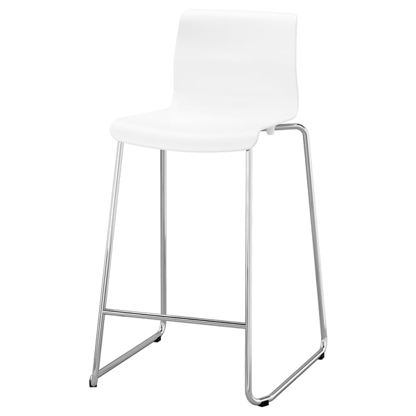 GLENN Taburete de bar, altura de encimera de cocina blanco/cromado, 26 "