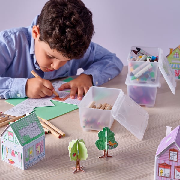 GLIS Caja con tapa, transparente, 6 ¾x4 "