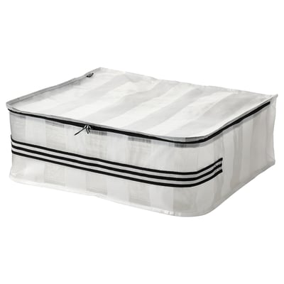 GÖRSNYGG Caja de almacenaje, blanco/transparente, 22x19x7 "