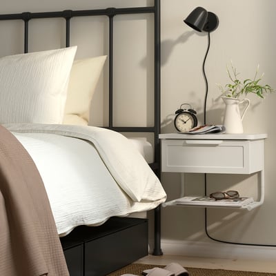 GRÅFJÄLLET Mesita de noche de pared, blanco, 16 1/2x11 3/8x12 1/4 "