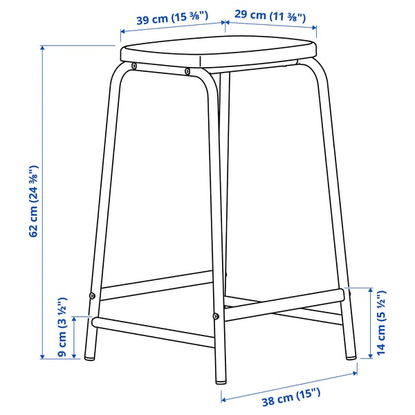 GRÅSALA Taburete de bar, gris, 24 3/8 "