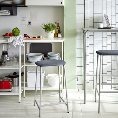 GRÅSALA Taburete de bar, gris, 24 3/8 "