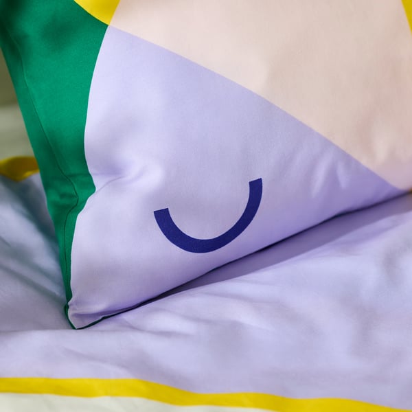 GREJSIMOJS Funda nórdica+funda de almohada, multicolor, Tamaño twin