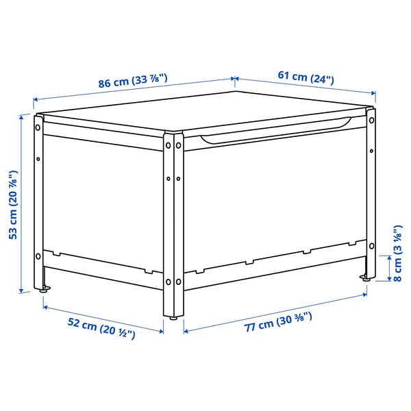 GRILLSKÄR Caja de almacenamiento, negro acero inoxidable/exterior, 33 7/8x24 "