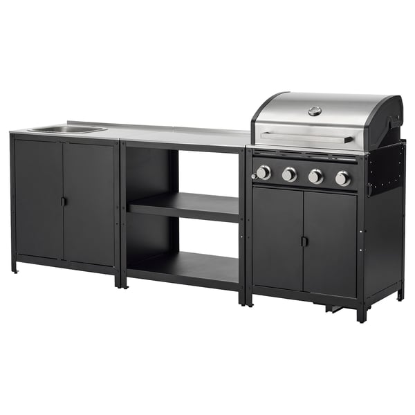 GRILLSKÄR Cocina de exterior, acero inoxidable, 96 1/8x24 "