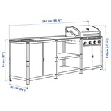 GRILLSKÄR Cocina de exterior, acero inoxidable, 96 1/8x24 "