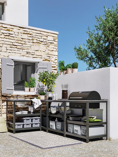 GRILLSKÄR Mód freg/parrilla carbón, exterior, acero inoxidable, 101 5/8x57 7/8 "