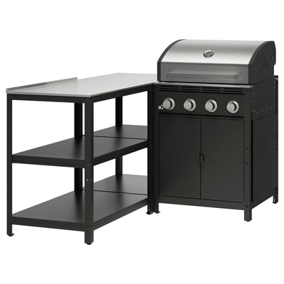 GRILLSKÄR Parrilla de gas+isla de cocina, acero inoxidable/exterior, 52 3/8x57 7/8 "