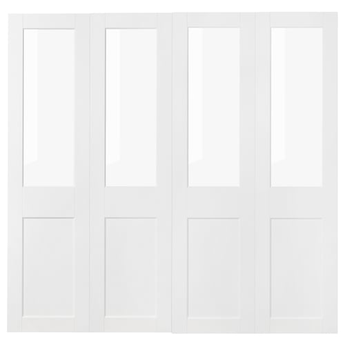 GRIMO Par de puertas corredizas, vidrio/blanco, 78 3/4x79 1/8 "