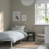 GRIMSBU Armazón de cama, blanco/Luröy, Tamaño twin