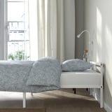 GRIMSBU Armazón de cama, blanco/Luröy, Tamaño twin