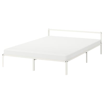 GRIMSBU Basr de cama, blanco/Luröy, Tamaño full