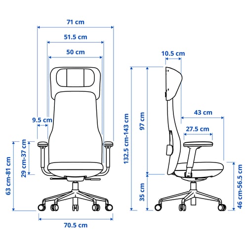 GRÖNFJÄLL Silla trabajo reposabrazos/cabeza, Letafors marrón amarillento/negro