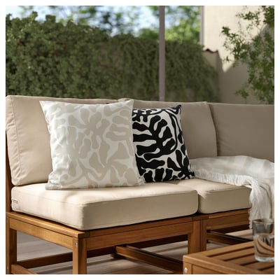 GRÖNKNAVEL Funda para cojín, beige blanco/exterior interior, 20x20 "