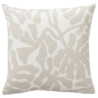 GRÖNKNAVEL Funda para cojín, beige blanco/exterior interior, 20x20 "