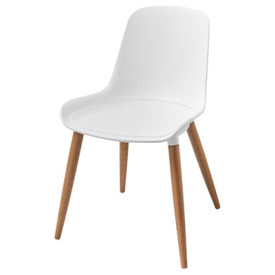 GRÖNSTA Silla, interior/exterior blanco/marrón claro/madera