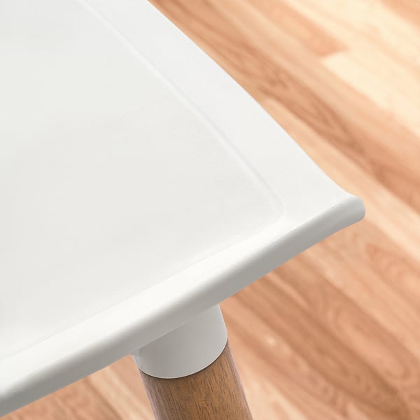 GRÖNSTA Silla, interior/exterior blanco/marrón claro/madera