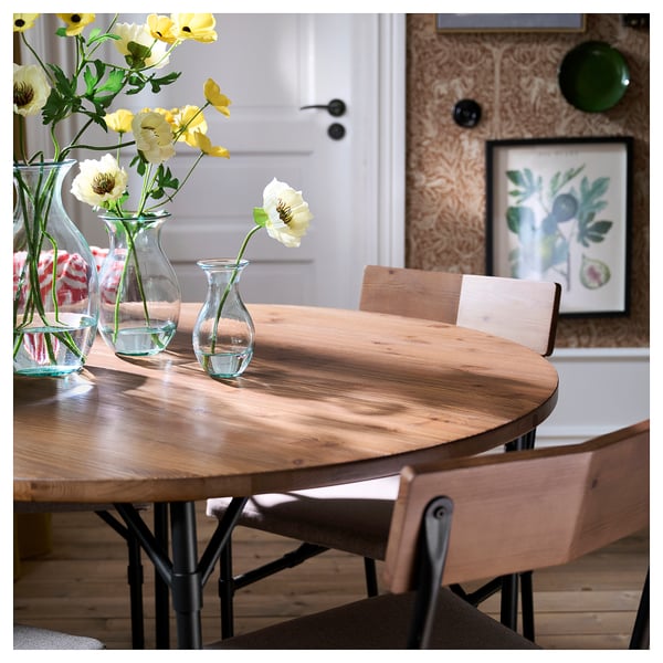 GRÖTÅN / GRÖTÅN Mesa con 4 sillas, pino teñido en marrón/Tibbleby beige oscuro, 41 3/8 "