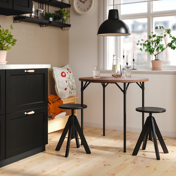 GRÖTÅN / RUDSTORP Mesa y 2 sillas, pino teñido en marrón/negro, 31 1/2 "