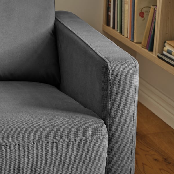 GRYTERYD Sillón reclinable giratorio, Hakebo gris oscuro