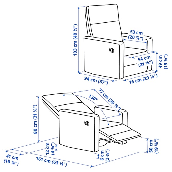 GRYTERYD Sillón reclinable giratorio, Hakebo gris oscuro