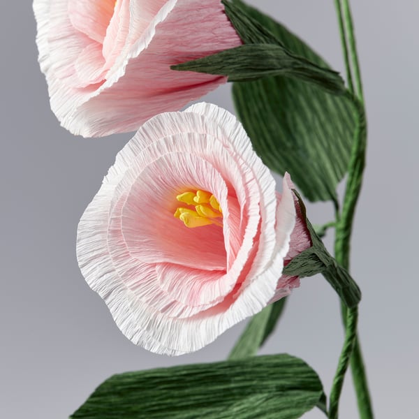 GULDSPETT Flor artificial, papel/lisianthus rosado claro, 21 ¾ "
