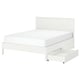 GULLABERG Base de cama+2 cajas almacenamiento, blanco, Tamaño queen