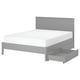 GULLABERG Base de cama+2 cajas almacenamiento, gris/Luröy, Tamaño queen