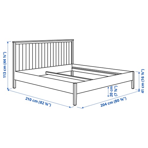 GULLABERG Base de cama, blanco/Lönset, Tamaño King