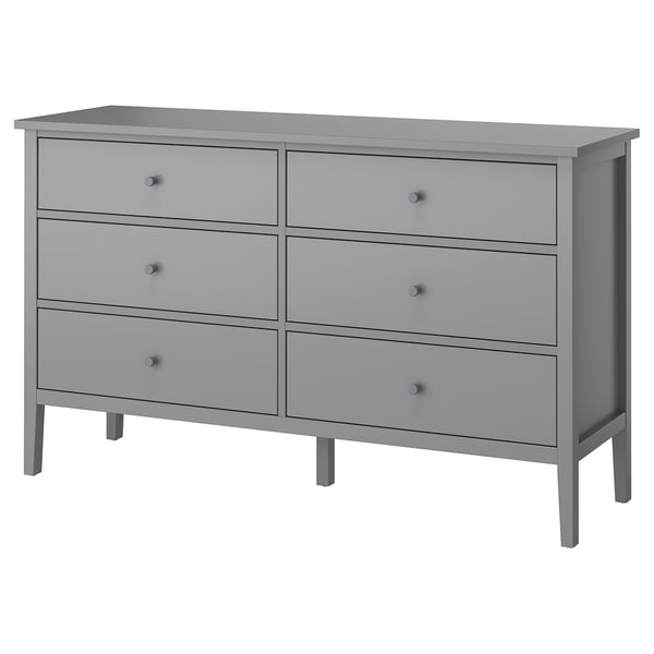 GULLABERG Cómoda de 6 cajones, gris/función de anclaje/desbloqueo, 66 1/8x18 7/8x39 3/8 "