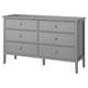 GULLABERG Cómoda de 6 cajones, gris/función de anclaje/desbloqueo, 66 1/8x18 7/8x39 3/8 "