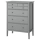 GULLABERG Cómoda de 6 cajones, gris/función de anclaje/desbloqueo, 35x18 7/8x48 "