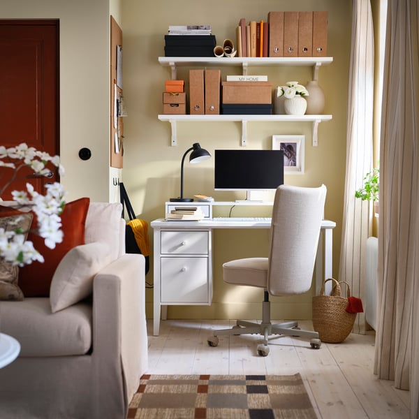 GULLABERG Escritorio+cajones de carpetas, blanco, 47 1/4x25 5/8x29 1/2 "