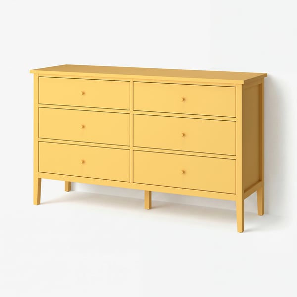 GULLABERG Gavetero de 6 cajones, amarillo, 66 1/8x18 7/8x39 3/8 "