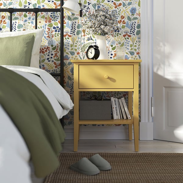 GULLABERG Mesita de noche, amarillo/+1 cajón +estante, 20 7/8x16 7/8x27 1/8 "