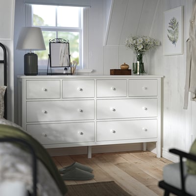 GULLABERG Muebles de dormitorio, juego de 4, blanco, Tamaño queen