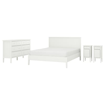 GULLABERG Muebles de dormitorio, juego de 4, blanco, Tamaño queen