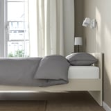 GURSKEN Base de cama+cabecera, beige claro/Luröy, Tamaño full/doble
