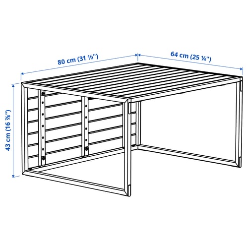 HÅKANSKÄR Mesa de centro, exterior/teñido en marrón claro, 31 1/2x25 1/4 "