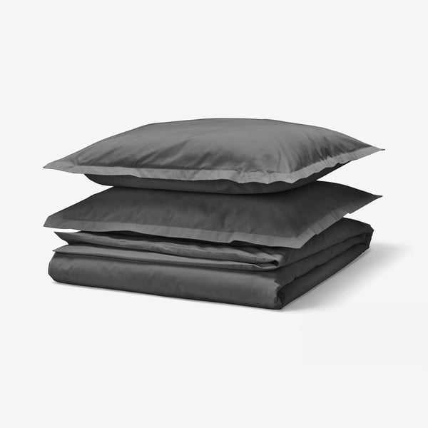 HAMPFLOCKEL Funda nórdica+funda(s) de almohada, gris oscuro, Tamaño Full/Queen (Doble/Queen)