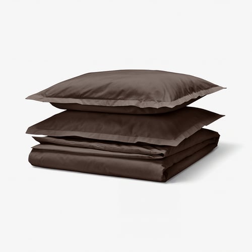 HAMPFLOCKEL Funda nórdica+funda(s) de almohada, marrón, Tamaño Full/Queen (Doble/Queen)