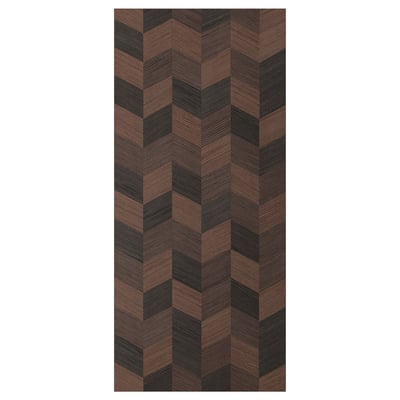 HASSLARP Puerta, marrón con diseño, 18x40 "