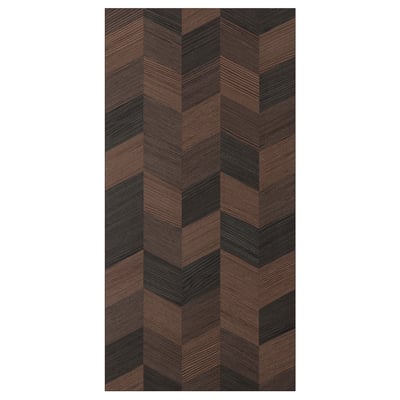 HASSLARP Puerta, marrón/zurdo con diseño, 15x30 "