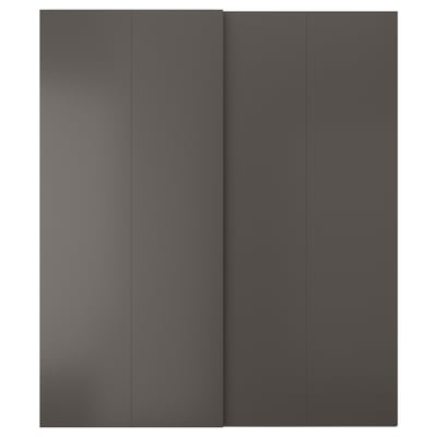 HASVIK Par de puertas corredizas, gris oscuro, 78 3/4x92 7/8 "