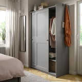 HAUGA Armario con puertas corredizas, gris, 46 1/2x21 5/8x78 3/8 "