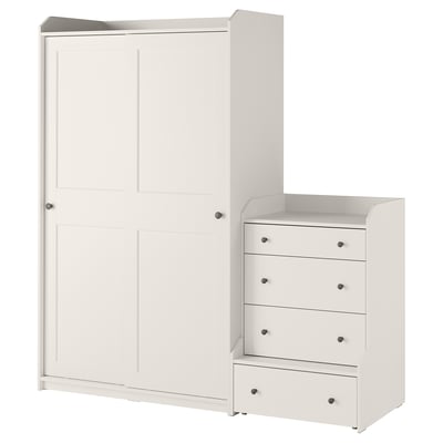 HAUGA Combinación almacenamiento+cajones, blanco, 74x21 5/8x78 3/8 "