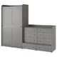 HAUGA Combinación almacenamiento+cajones, gris, 100 3/4x21 5/8x78 3/8 "