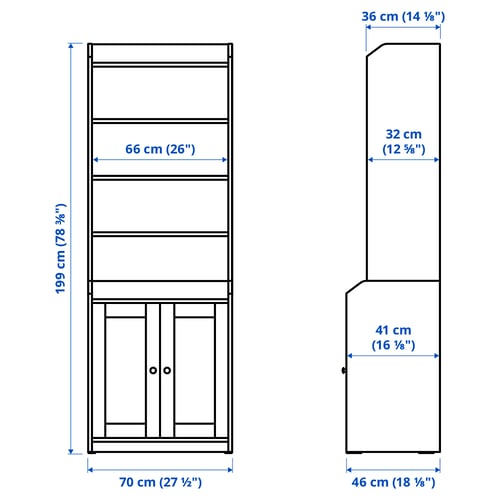 HAUGA Combinación para almacenaje/TV, blanco, 136 1/4x18 1/8x78 3/8 "