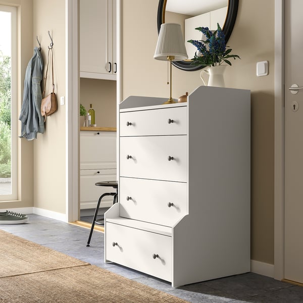 HAUGA Cómoda de 4 cajones, blanco, 27 1/2x41 "