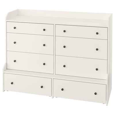 HAUGA Cómoda de 8 cajones, blanco, 54 3/8x41 "